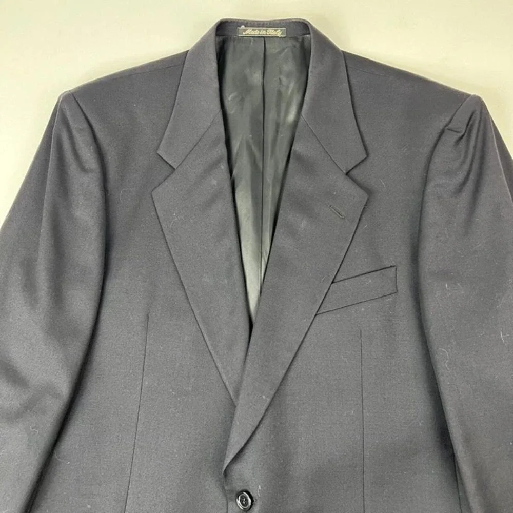 Valentino Uomo Navy Blue Virgin Wool 2 Button Sport Coat Mens Size 41R‎